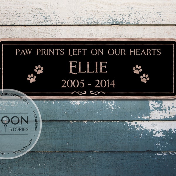 COPPER Custom Pet Memorial Sign | Personalized Sign With Paw Prints | Memorial Plaque For Dog, Cat, Horse | Commemorative Memory Plaque