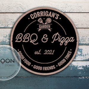 Custom BBQ and Pizza Sign | Bar Sign | Personalized Sign | Bar Decor | Man Cave Sign | Custom Gift | Father&#39;s Day Gift | Family Gift Sign