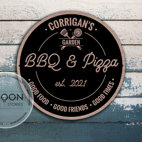 Custom BBQ and Pizza Sign | Bar Sign | Personalized Sign | Bar Decor | Man Cave Sign | Custom Gift | Father's Day Gift | Family Gift Sign