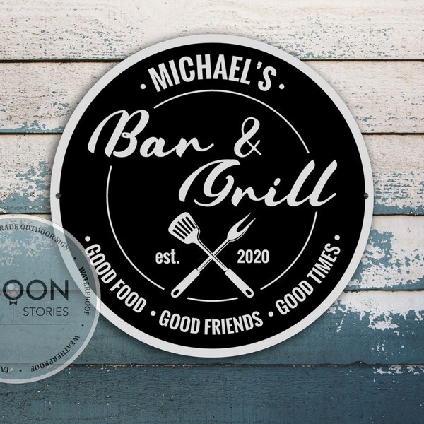 Plaque pour bar et grill personnalisée | Plaque de bar | Panneau personnalisé | décoration de bar | Plaque homme | Cadeau personnalisé | Cadeau de fête des pères | Plaque cadeau famille