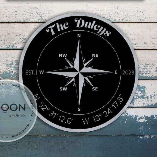 Latitude And Longitude Metal Sign | GPS Coordinates Sign | Compass Sign | Custom Gift | Family Gift Sign | Coordinates Sign | Home Decor