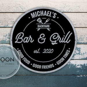 Custom Bar And Grill Sign | Bar Sign | Personalized Sign | Bar Decor | Man Cave Sign | Custom Gift | Father&#39;s Day Gift | Family Gift Sign