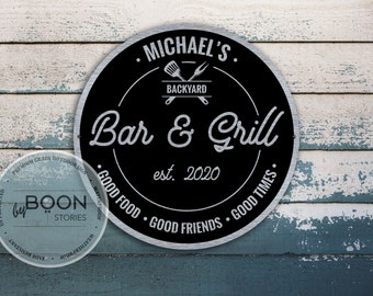 Custom Bar And Grill Sign | Bar Sign | Personalized Sign | Bar Decor | Man Cave Sign | Custom Gift | Father&#39;s Day Gift | Family Gift Sign
