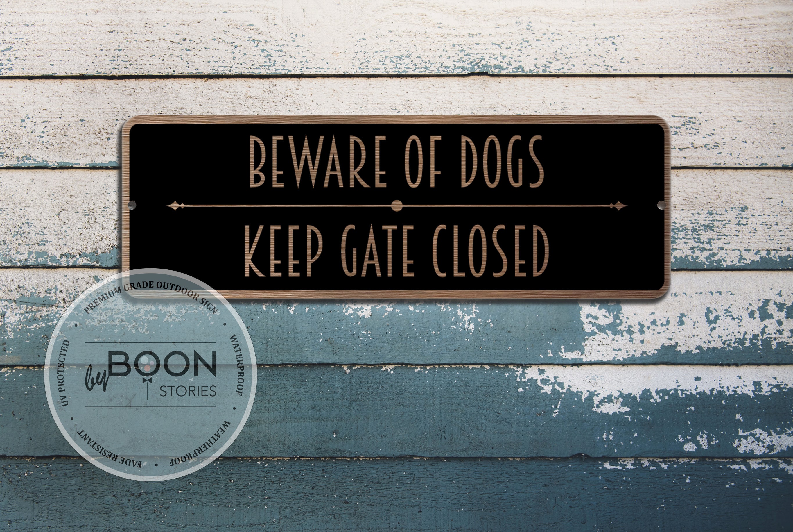 beware of the dog Sign large gate sign door sign stainless silver or brass effec 