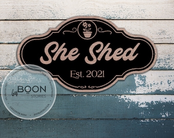 Custom She Shed Sign: Personalized Metal Garden Decor