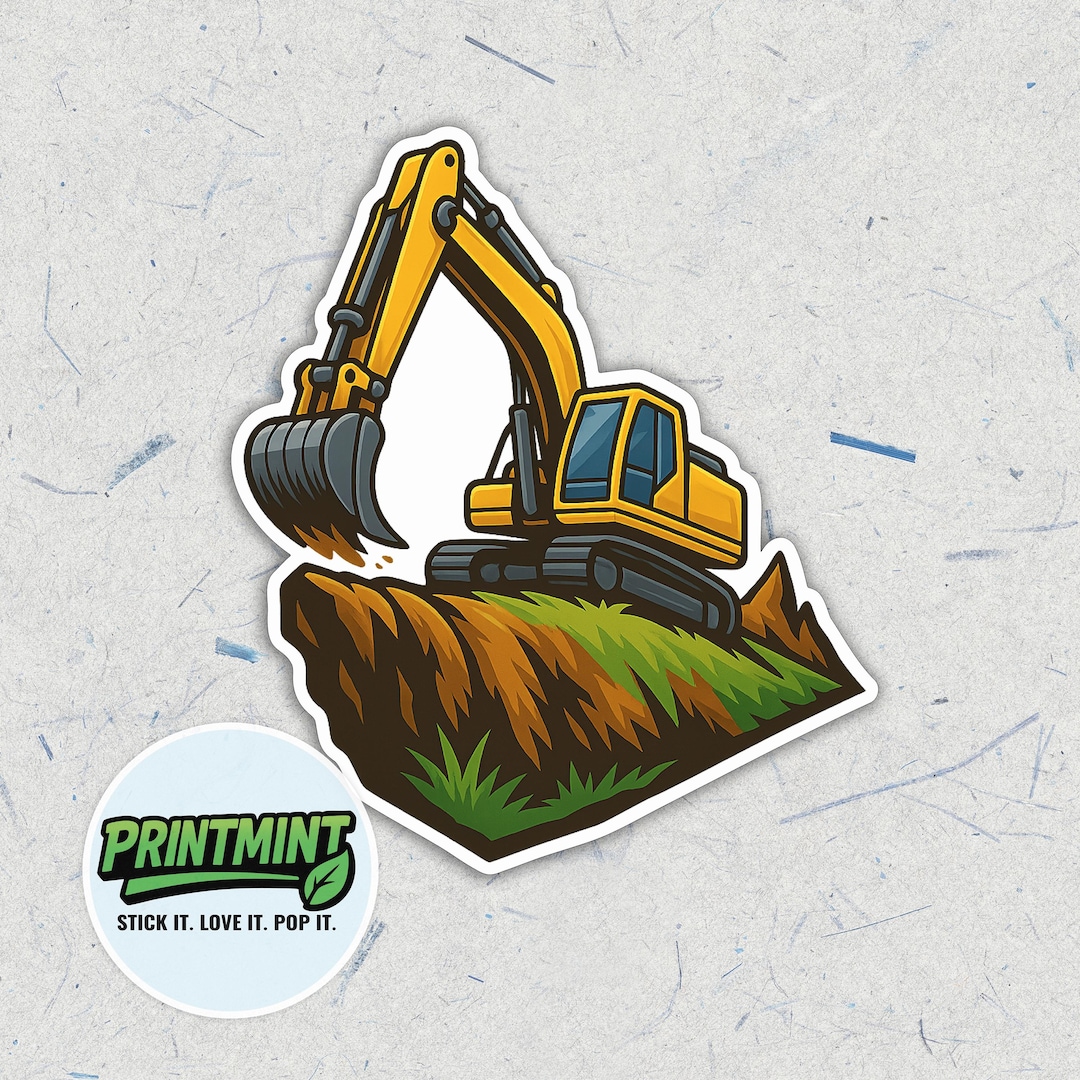 Excavator Vinyl Sticker - Heavy Construction Vehicle Decal - Industrial ...