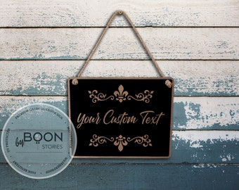 Custom Text Hanging Sign | Personalised Metal Sign | 8inX10in Black Sign | Fully Customizable Sign | Custom Porch Sign | Custom Design Sign