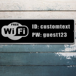 Insegna Wifi gratuita personalizzata / Targa in metallo moderna personalizzata / Targa Wifi gratuita / Targa in metallo / Targa per porta / Targa personalizzata / Targa in acciaio spazzolato