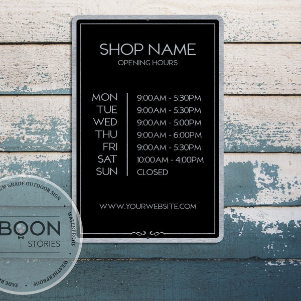 Opening Hours Sign | Business Hour sign | Custom Store Hours Sign | Working Hours Sign | Custom Metal Sign | Customised Sign