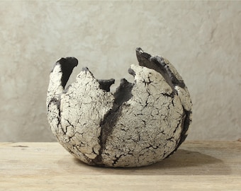 Vaso in gres per piante grasse, bonsai, caudice / vaso scultoreo fatto a mano