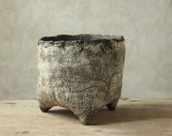 Steinguttopf für Kakteen, Caudex, Sukkulenten, natürlicher und organischer Stil, Größe: 18 cm (Breite) 14-15 cm (Höhe)