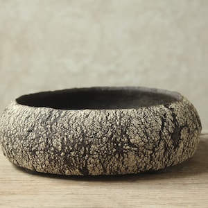 Rustic ceramic pot, handmade in wabi-sabi style for succulents and cacti / 5.8 (height) x 24 cm width