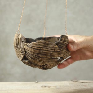 Hanging orchid pot. Handmade stoneware pot with openings. Size: 7-8 cm (height), 12 cm (width).