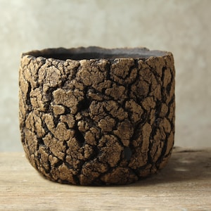 Vaso per orchidee con aperture, vaso in gres fatto a mano. Dimensioni: 17 cm (larghezza), 14 cm (altezza)