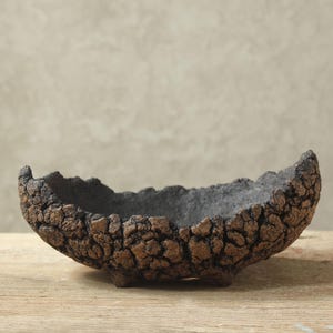 Oval pot for bonsai, lithops, cacti, succulents, beautifully crafted pot with a rustic and natural style