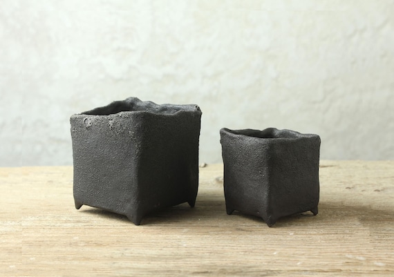 Set 4 Mini Vasi In Ceramica Smaltata Per Piante Grasse E Cactus – Con Foro Di Drenaggio, Fatto A Mano