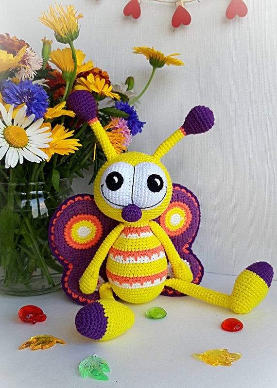 Stuffed Butterfly toy yellow butterfly toyAmigurumi bugs | Etsy