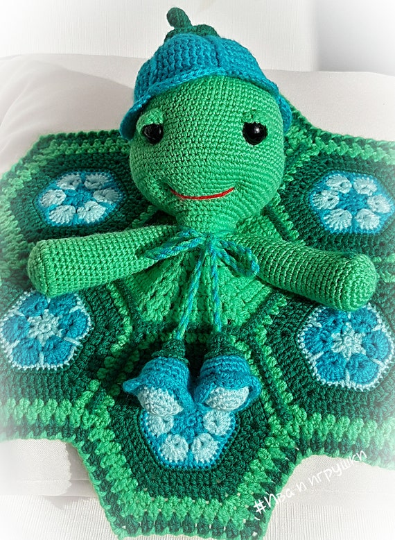 Crochet baby blanket Turtle Lovey blanket Crochet toy Etsy