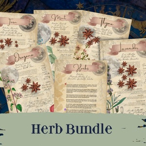 Grimório Herbal Pages Bruxas Livro das Sombras Páginas vintage de bruxaria para impressão, para iniciantes, download instantâneo