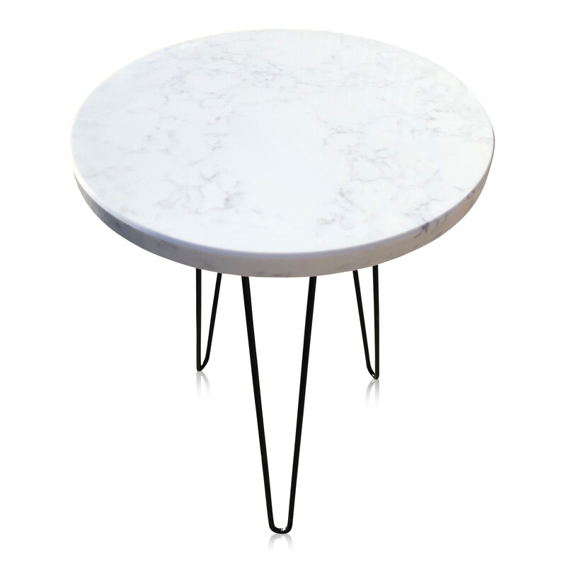 Round Quartz Stone marble Side Table Etsy UK