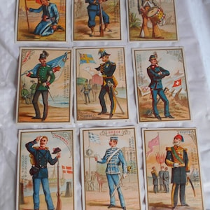 Casiez Bourgeois Chicoree coffee Embossed chromo trading cards french 1910s soldiers of the world for scrapbooking decoupage