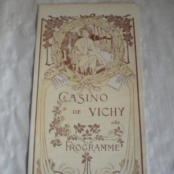 Vintage Theatre programme Casino de vichy with Lucien Emery Art Nouveau cover 1904 "La carotte"