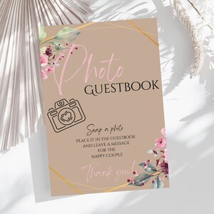 Photo Guestbook Sign, Camera Guestbook Sign Printable, Photo GuestBook Sign Template, Polaroid Wedding Sign, Leave A Photo,Instant Print