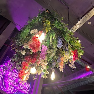 Large Wedding Square Flower floral hanging metal Chandelier/ Floral Wedding Hoops /  Square Wedding Ceiling Decor