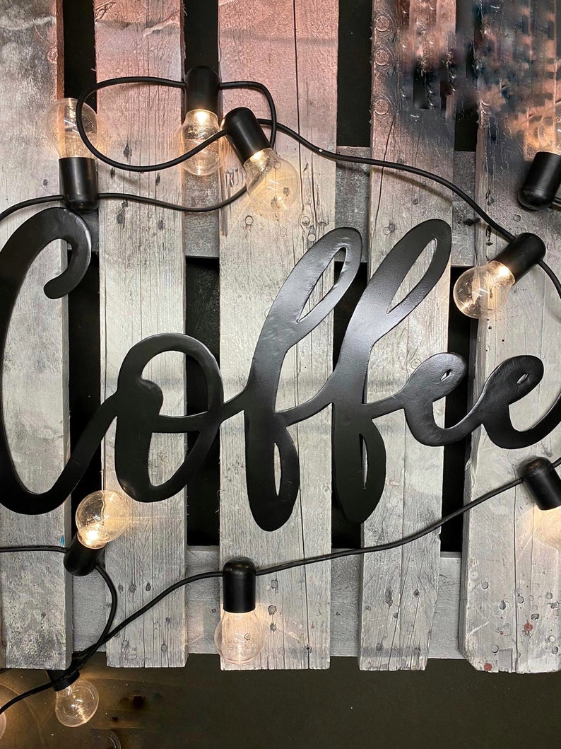 Hanging Words Rustic Metal Kitchen Metal Letters Cafe Extra large Coffee Sign Metal Bar Sign Words Home Wall Art Sign Coffee