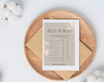 Bride or Groom Game: Wedding Shower Activity (Instant Download)