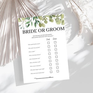 Bride or Groom Game, He Said She Said Game, Bride or Groom, Wedding Shower Games, Bridal Shower Games, Instant Download | Instant Print