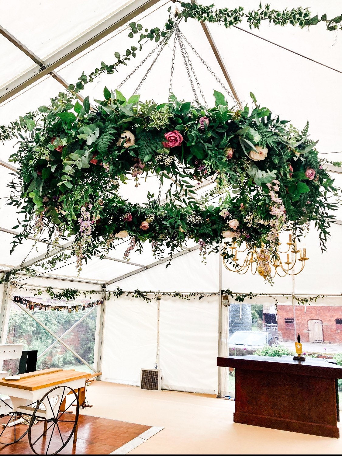Metal Floral Chandelier Frame – Wedding Hanging Flower Installation ...