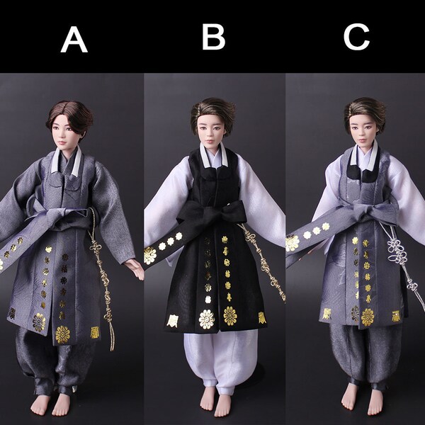 11 inch doll clothes -boy hanbok-blackgray vest set-1