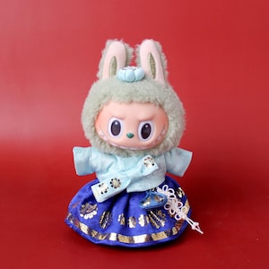 Labubu doll dress set_ Korean traditional Hanbok_ blueblue 1