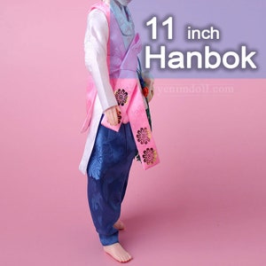 11 inch poppenkleding-jongen hanbok-roze vest set-1
