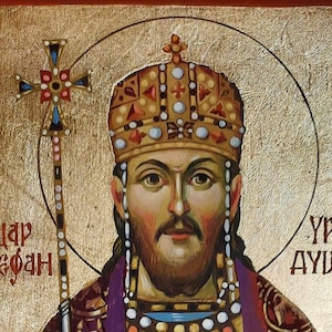 Saint Stefan Dusan, Tsar Stefan Dušan the Mighty, Byzantine Style Icon, 20 x 30 cm, MADE to ORDER Christian Orthodox Tradition, Hand Painted