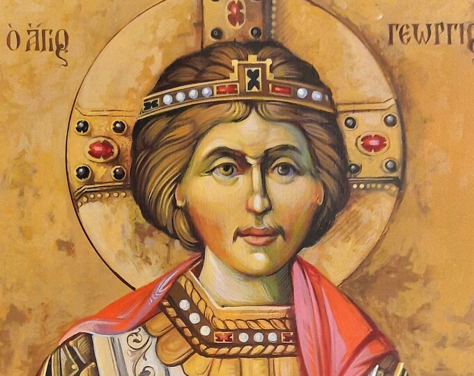 Saint George, Byzantine Icon, George of Lydda, 30 x 40 cm, MADE to ORDER, Hand Painted, Christian Orthodox Tradition