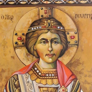 Saint George, Byzantine Icon, George of Lydda, 30 x 40 cm, MADE to ORDER, Hand Painted, Christian Orthodox Tradition