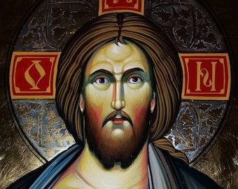 Icon of Jesus Christ, made to order, Byzantine Style, 50 x 70 cm, Christian Orthodox Tradition