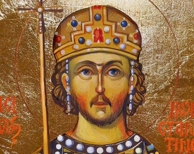 Saint Constantine XI, Byzantine Style Icon, MADE to ORDER, 20 x 30 cm, Christian Orthodox Tradition, Hand Painted