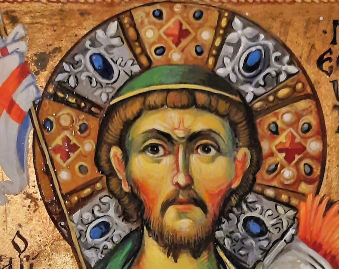 SAINT NESTOR, Byzantine Style Icon, 21 x 14.5 cm, Christian Orthodox Tradition, Hand Painted on Wood, Ready to Ship