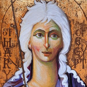 SAINTE MARIE d'Égypte, icône peinte à la main, 20 x 30 cm, sur commande, tradition orthodoxe byzantine