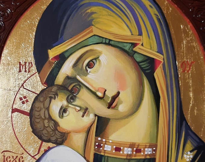 Mary Mother of God, Virgin Mary and Baby Jesus, Madonna and Child, Byzantine Icon, Made to Order, Orthodox Tradition, Hand Painted, 20x30cm