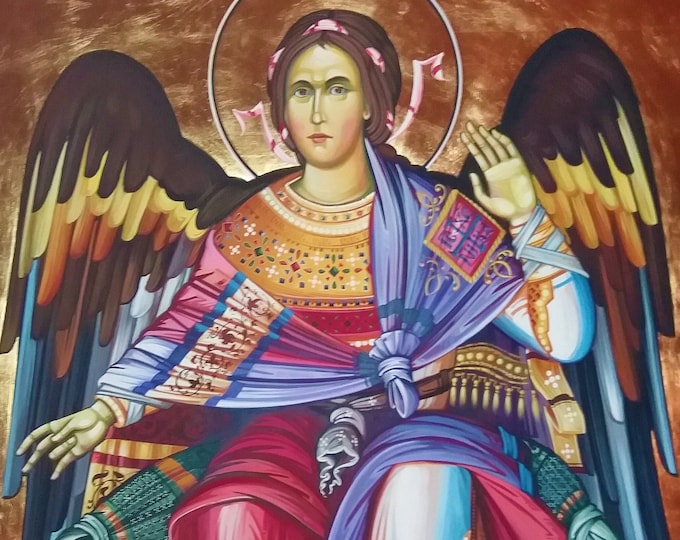 Saint Gabriel the Archangel, Byzantine Icon, Christian Orthodox Tradition, Religious Theme Painting, Custom Made to Order, 100% Hand Painted