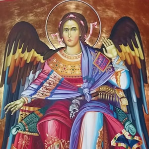 Saint Gabriel the Archangel, Byzantine Icon, Christian Orthodox Tradition, Religious Theme Painting, Custom Made to Order, 100% Hand Painted