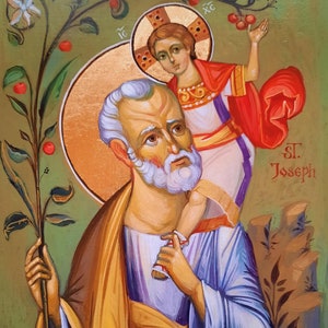 Saint JOSEPH, Byzantine Icon, 20 x 30 cm, made to order