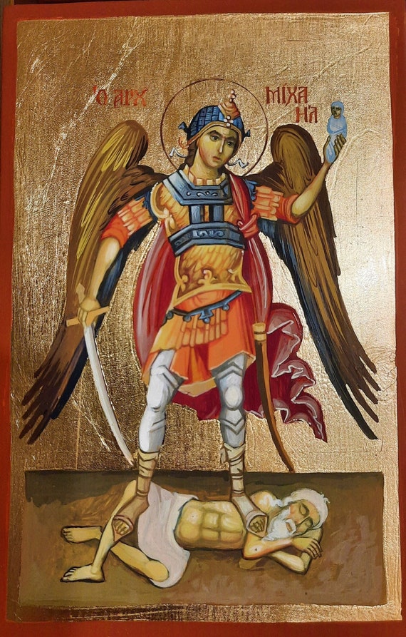 Saint Michael the Archangel, Byzantine Style Icon, MADE to ORDER