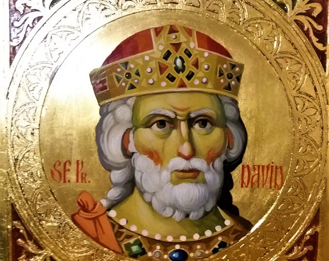 Byzantine Icon of Saint David the Prophet, 30 x 30 cm. Christian Orthodox Tradition, MADE to ORDER