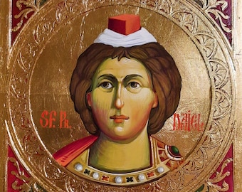 Byzantijnse icoon van de heilige Daniël de Profeet, 30 x 30 cm. Christelijk-orthodoxe traditie