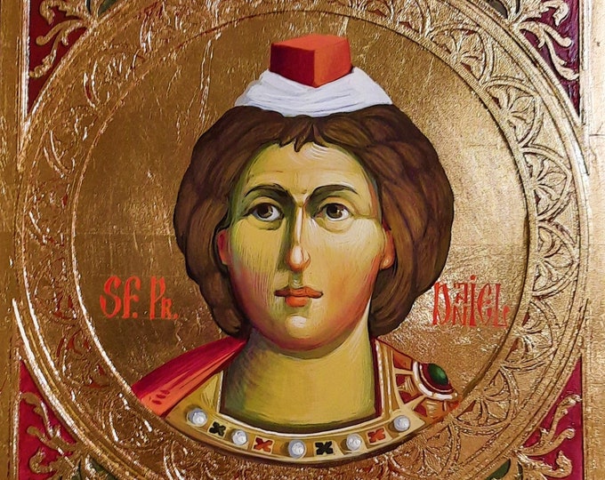 Byzantine Icon of Saint Daniel the Prophet, 30 x 30 cm. Christian Orthodox Tradition